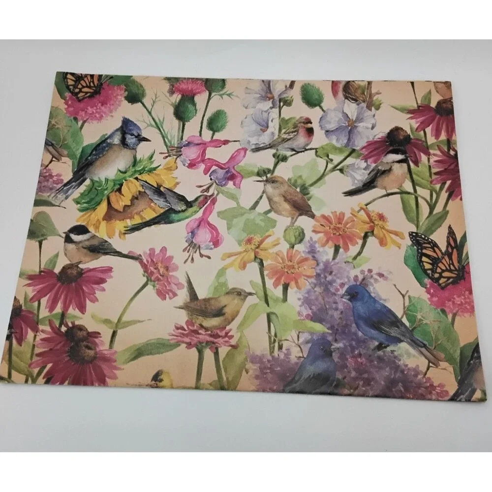 Vintage National Wildlife Federation Wrapping Paper Birds Flowers Butterfly 1970